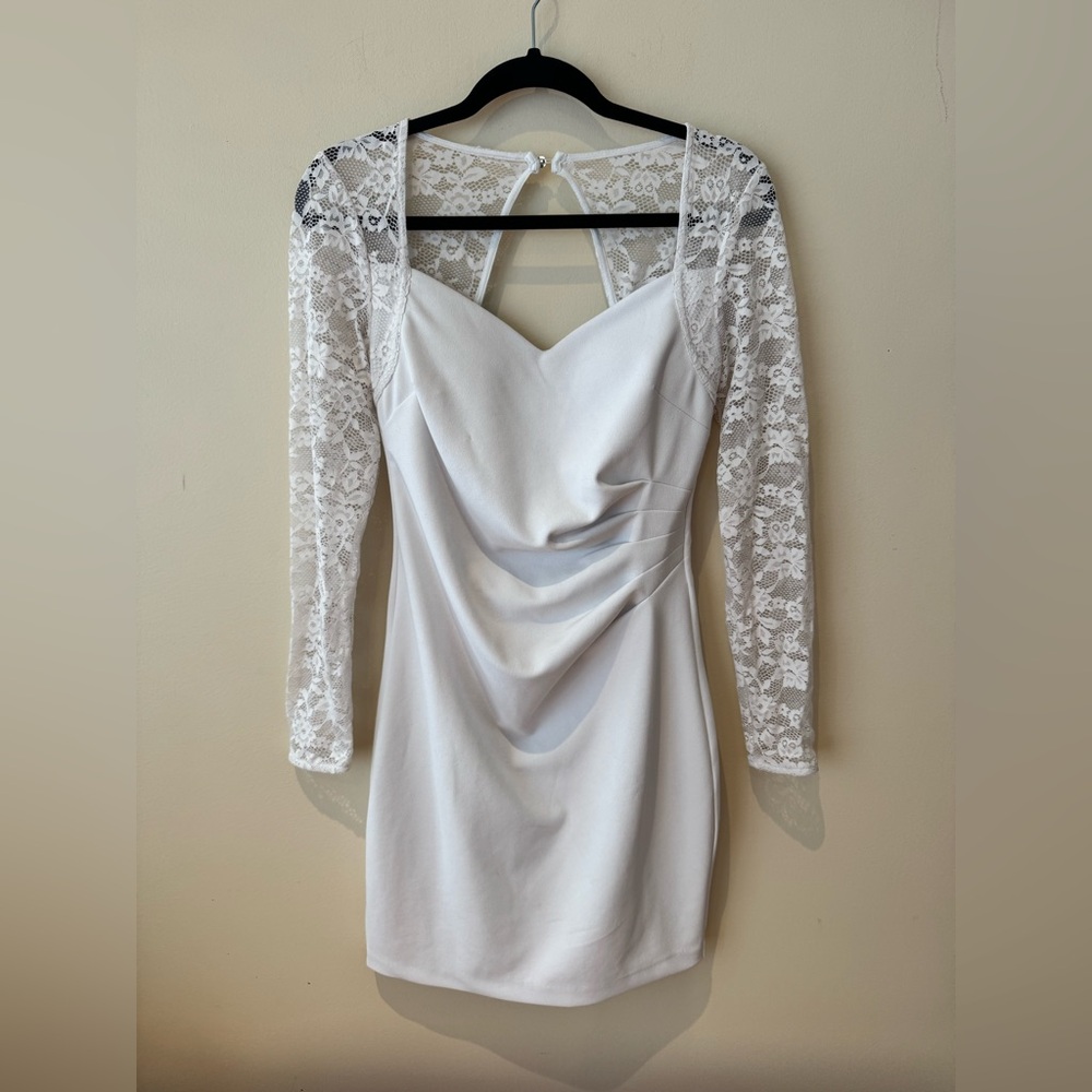 Guess White Dress with Lace Detail